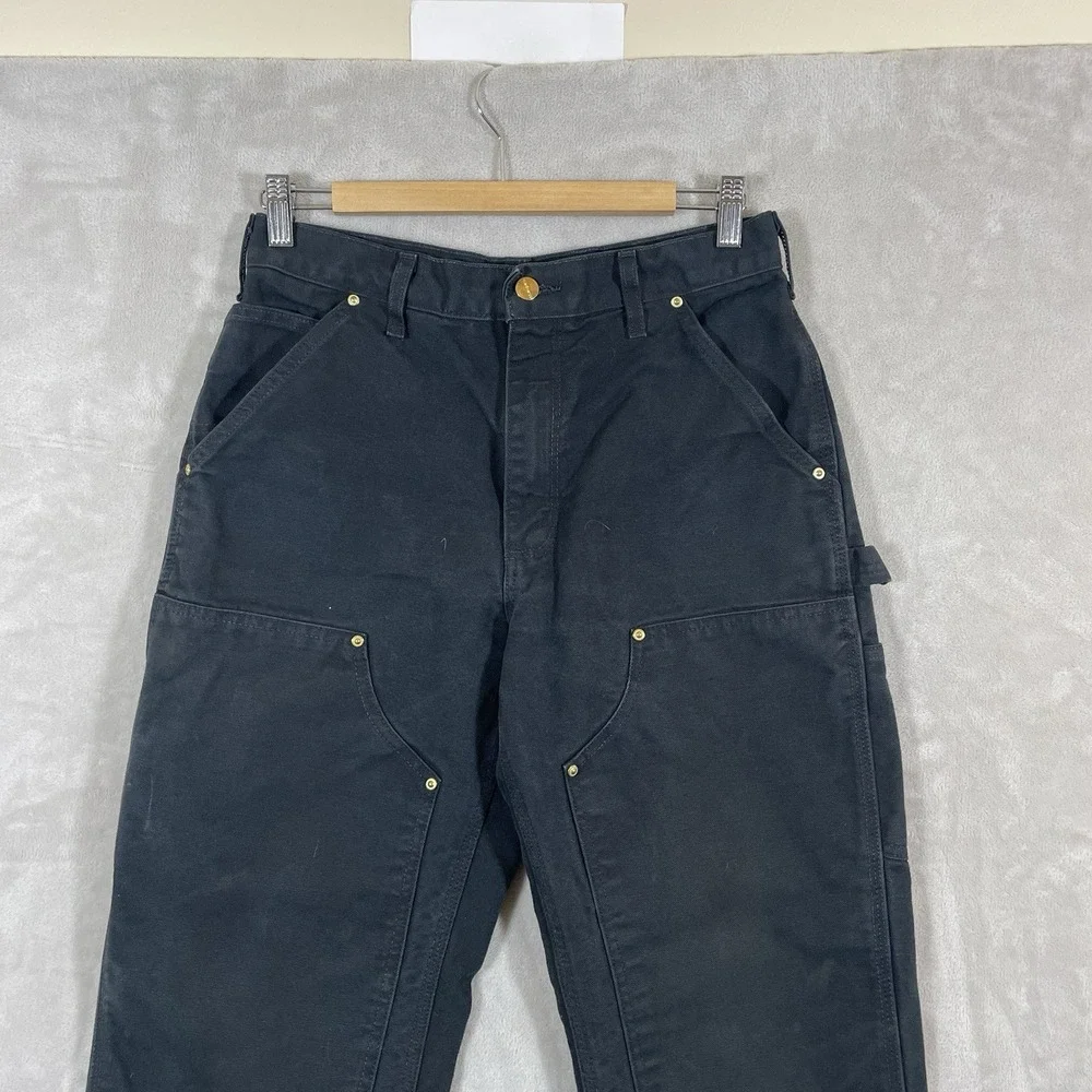 Carhartt B01 BLK Loose Fit Double Knee Canvas Pants Mens 30x32 (fit 30x30) Black